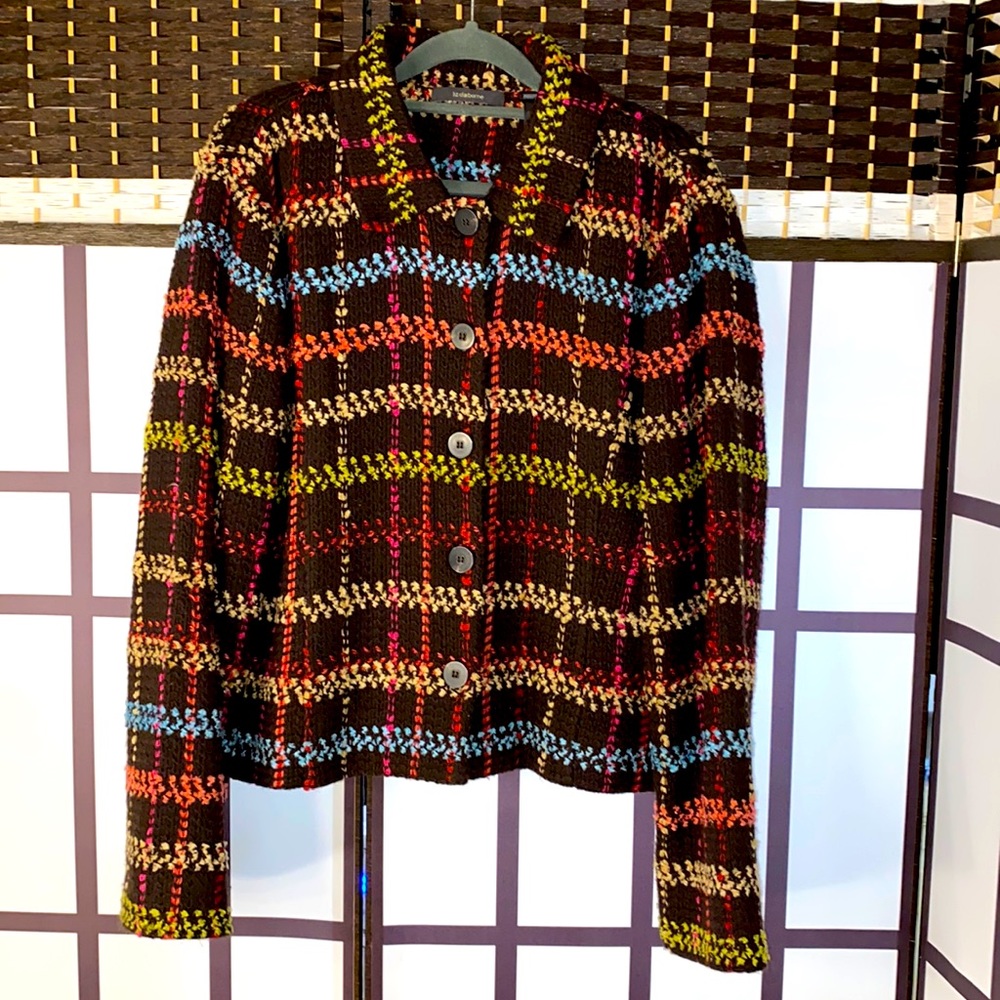 Liz Claiborne Brown Pattern Snap Blazer